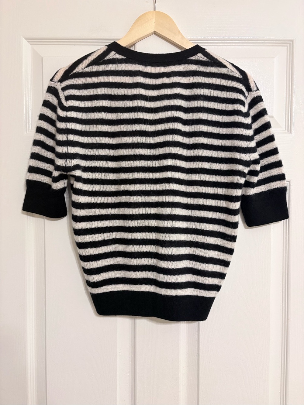 Khaite Dianna Short-Sleeve Striped Cashmere Cardigan - Small - Picture 8 of 10